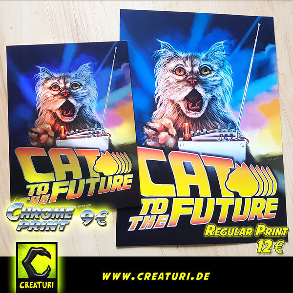 Cat to the Future – Chrome Print (29,7 x 21 cm)